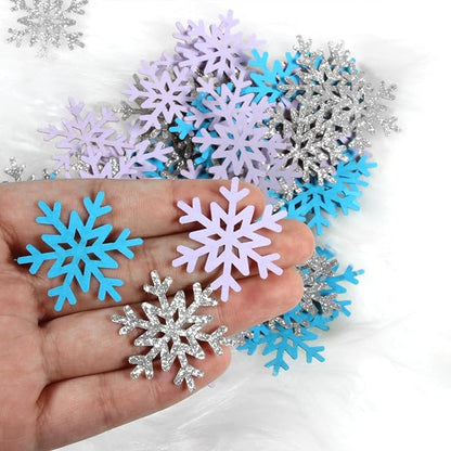 200PC Winter Wonderland Birthday Decorations Silver Blue Purple Snowflake Confetti Christmas Holiday Baby Shower Party Table Decoration Supplies