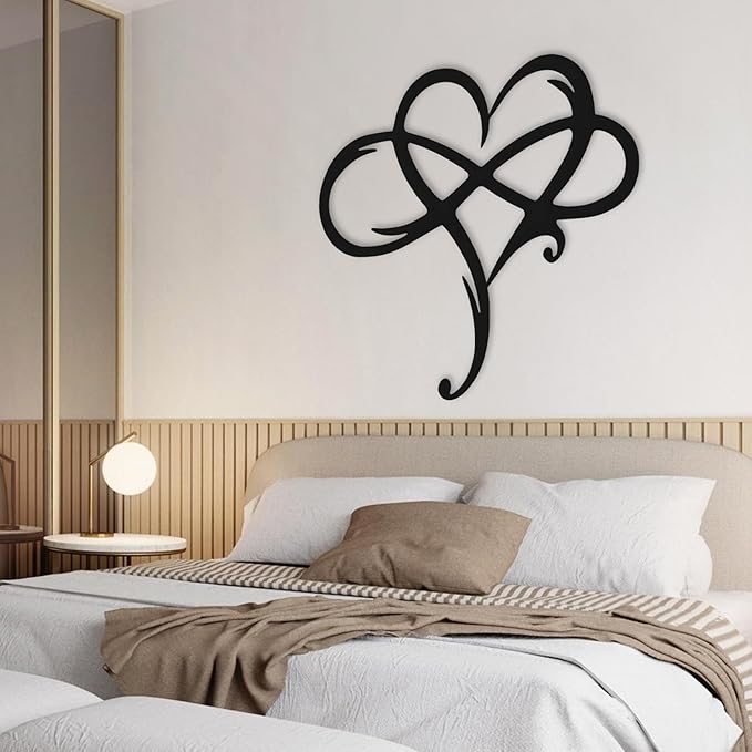Infinity Heart Metal Wall Art for Home Decor, Eternal Love Sign Steel Wall Plaque, Home Wedding Decor, Eye-Catching Addition to Living Room, Above Bed Decor for Bedroom Ornaments