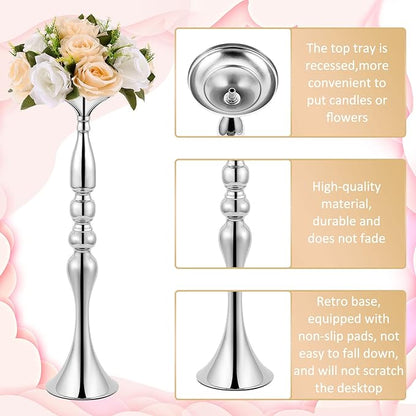 Sabary 6 Pcs Wedding Flower Stand Metal Flower Centerpieces Stand for Table Vase Arrangement Rack for Wedding Reception Dinner Table Party Decor(20, 15, 13 In,Silver)