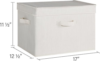 StorageWorks Closet Storage Bin with Lids, Decorative Storage Boxes with Handles, Fabric Storage Bins for Clothes, Jumbo, Mixing of Beige, White & Ivory, 2-Pack