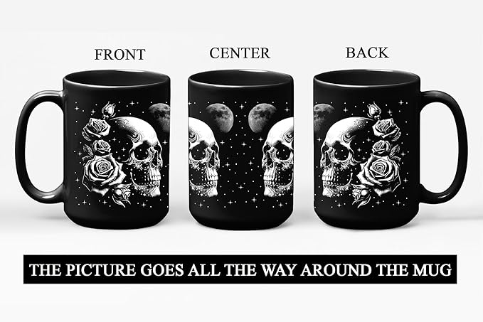 Skull Mug 15oz Goth Gift for Women - Christmas Mugs Witch Gifts for Women Skull Gifts for Men Unique - Gothic Coffee Mug - Witch, Goth Decor Christmas Cup With Skulls Cup Gothic Gift for Men, Dad, Mom