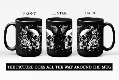 Skull Mug 15oz Goth Gift for Women - Christmas Mugs Witch Gifts for Women Skull Gifts for Men Unique - Gothic Coffee Mug - Witch, Goth Decor Christmas Cup With Skulls Cup Gothic Gift for Men, Dad, Mom