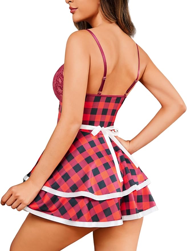 Avidlove Sexy Maid Lingerie for Women Halloween Outfit French Maid Costume Babydoll Lingerie Dress Cosplay Lingeries