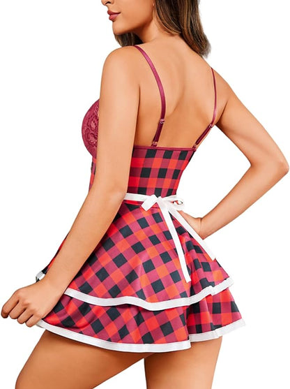 Avidlove Sexy Maid Lingerie for Women Halloween Outfit French Maid Costume Babydoll Lingerie Dress Cosplay Lingeries
