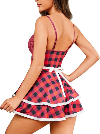 Avidlove Sexy Maid Lingerie for Women Halloween Outfit French Maid Costume Babydoll Lingerie Dress Cosplay Lingeries