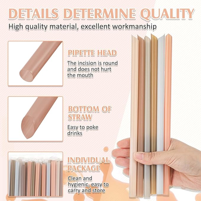 Tessco for you 600 Pcs 9.84 Inch Smoothie Straws Bulk Disposable Bubble Tea Straws Large Plastic Individually Wrapped Colorful for Tall Homemade Milkshakes(Boho Color)