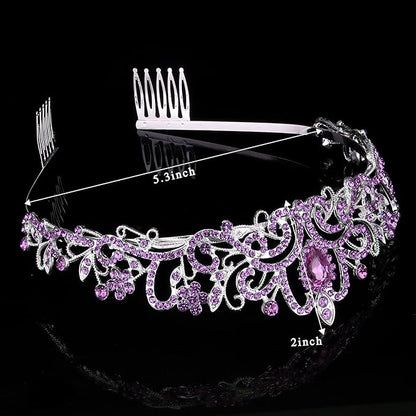 COCIDE Tiara Crowns Crystal Headband Princess Rhinestone Crown with Combs Bride Headbands Bridal Wedding Prom Birthday Party Hair Accessories Jewelry for Women and Girls (O LIGHT PURPLE)