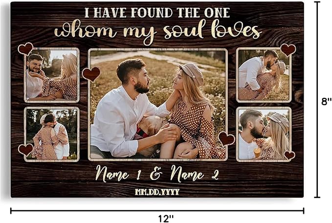 Dem Canvas Personalized Canvas Prints, Couple Romance Gifts - Custom Wedding & Engagement Canvas (12x08)