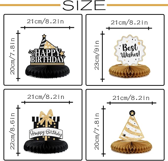 Happy 25th Birthday Decorations,25th Bday Gold Glitter Shiny Stand Honeycomb Table Centerpieces - Cheers to 25 Years Old Birthday Party Photoprop Gift Sign.