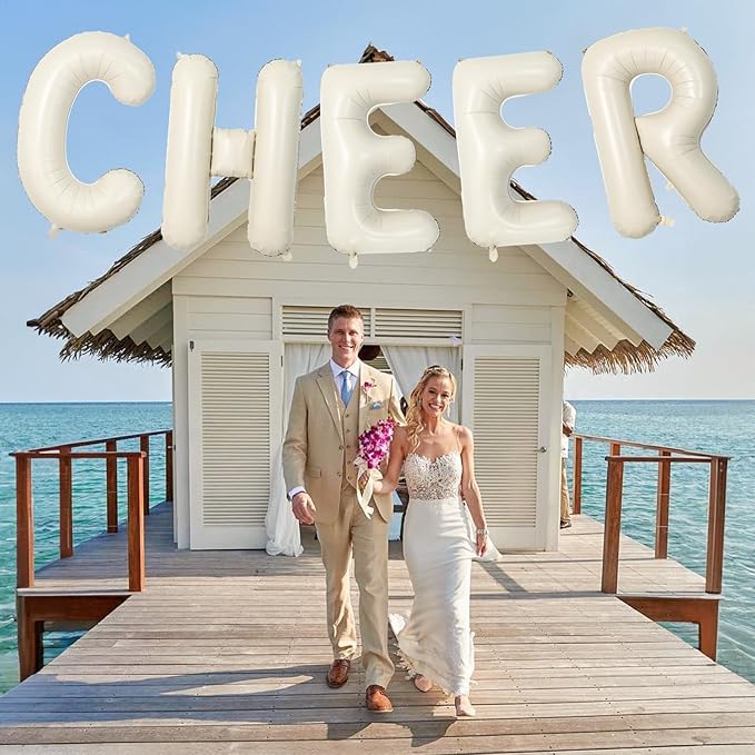 Big Letters Balloon M - 40 Inch Cream White Sand Helium Mylar Custom Name Alphabet Balloons, Self Inflating Beige Foil Custom Letters for Girls Birthday Party Decor