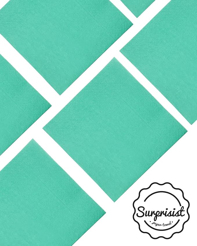 Teal Blue Cocktail Napkins 5 * 5inch disposable Beverage Napkin paper for Cocktail, Wedding, Dinner，Birthday Party Dessert Wine Paper Napkins（ 120 Count）