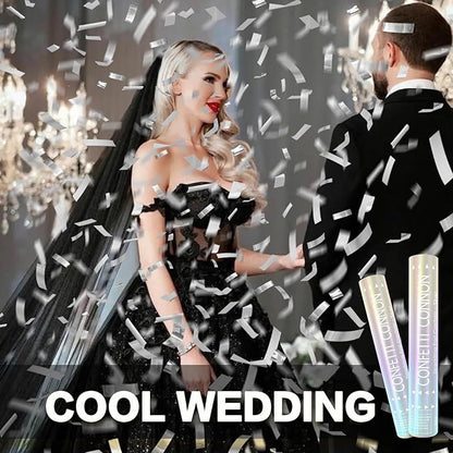 12Pack Sliver Confetti Poppers - 12inch Confetti Cannon for Weddings, Graduations, Birthdays & New Year Eve