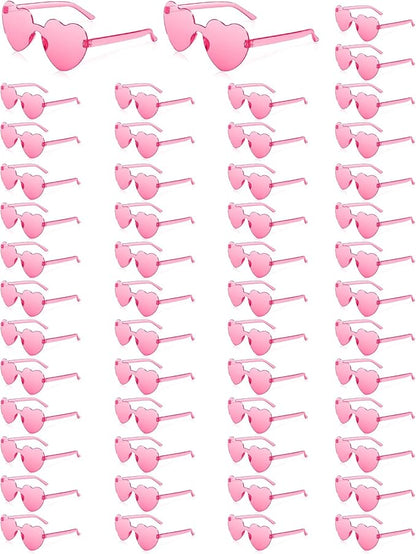 50 Pairs Heart Sunglasses for Women Bulk Transparent Pink Heart Shaped Sunglasses Bachelorette Party Glasses Fun Glasses for Party Favor to Add A Splash of Fun And Style