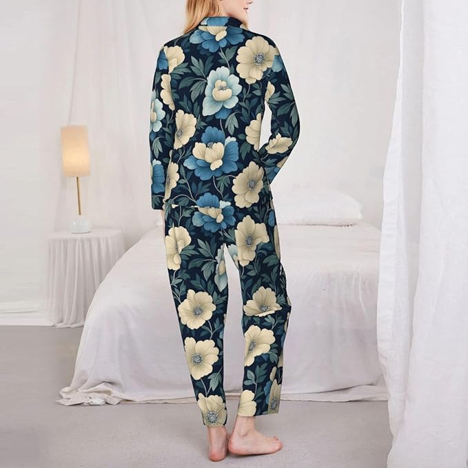 Retro Bee And Floral Women'S Pajama Sets Ultra-Soft Printed Sleepwear