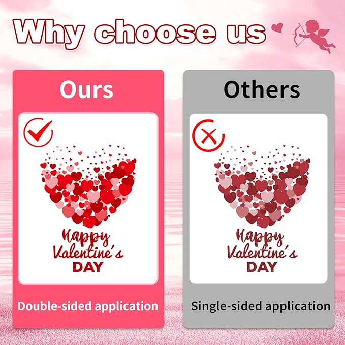Valentines Day Window Clings Decorations, Red Heart Stickers Decor, Happy Valentine's Cupid Gifts for Home Office Kids Classroom, Pink Wedding Romantic Decals Décor, 9 Sheets