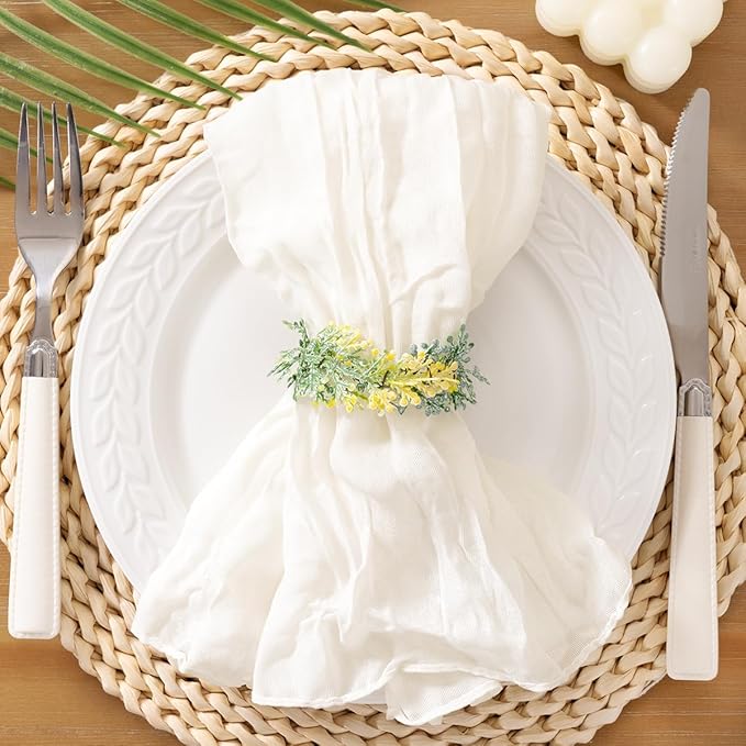 Socomi Ivory White Cheesecloth Napkins Fall Thanksgiving Cheese Cloths Gauze Set of 24 Boho Washable Dinner Table Napkins for Wedding Party Baby Shower Birthday Party Decor
