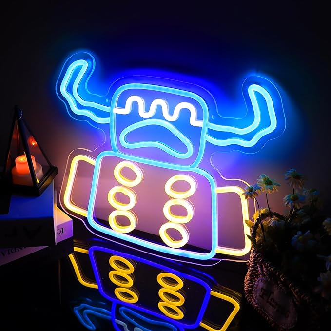 ASDGGB Mine and ICraft Creeper Neon Sign – Eye-Catching LED Wall Art for Gaming Room, Bedroom & Streamer Setup – Cool Glow Robot Decor for Boys, Teens & Gamers –Gift for Mine ICraft Fans