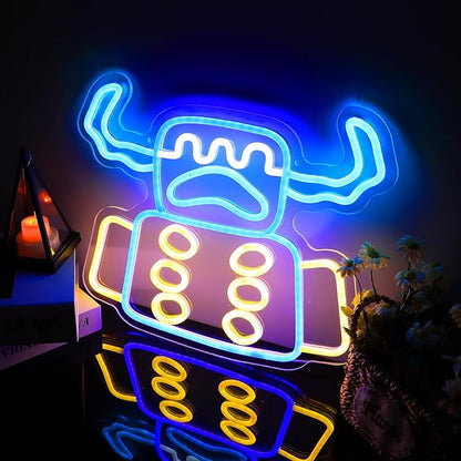 ASDGGB Mine and ICraft Creeper Neon Sign – Eye-Catching LED Wall Art for Gaming Room, Bedroom & Streamer Setup – Cool Glow Robot Decor for Boys, Teens & Gamers –Gift for Mine ICraft Fans