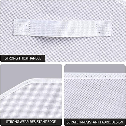 Closet Baskets for Shelves - Decorative Storage Baskets with Handle, Trapezoid Closet Bins for Organization, Shelf Storage Bins for Clothes, Books, Home, Office, 8 Pack, White
