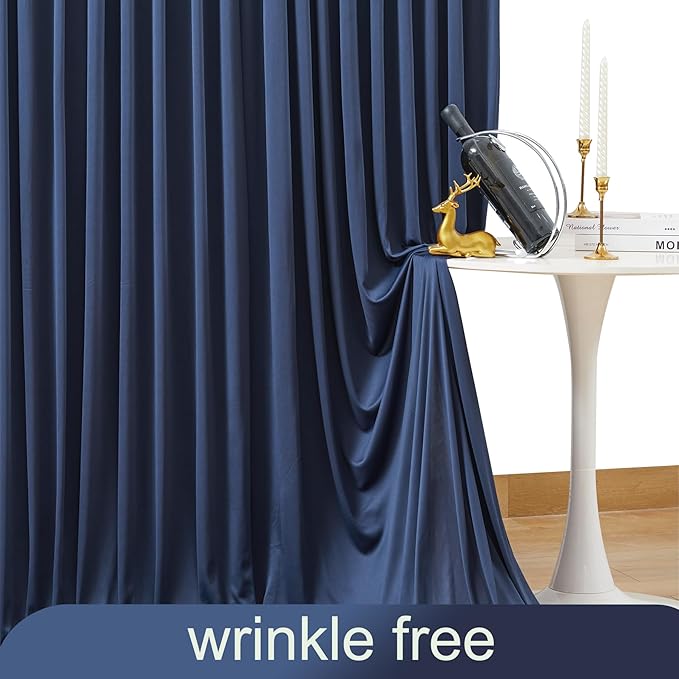 10x10 Navy Blue Backdrop Curtain for Parties Wrinkle Free Photo Curtains Backdrop Drapes Fabric Decoration for Wedding Birthday Party Baby Shower 5ft x 10ft,2 Panels