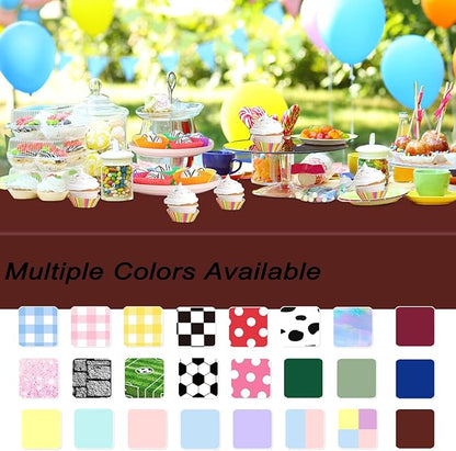 WNINK 2 Pack Maroon Tablecloths Burgundy Disposable Table Covers 54" x 108" Table Cloths for BBQ Birthday Picnic Bridal Shower Engagement Wedding Plastic Table Cloths for Parties