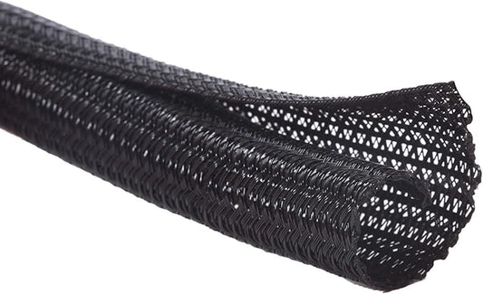 Alex Tech 25ft - 1.25 inch Cord Protector Wire Loom Tubing Cable Sleeve Split Sleeving for USB Cable Power Cord Audio Video Cable – Protect Cat from Chewing Cords - Black