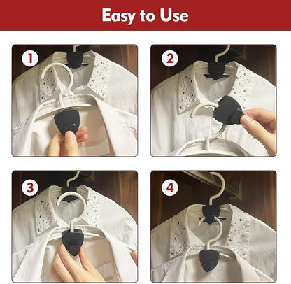 Space Saving Hanger Hooks 20Pcs, Upgrade Heavy Duty Space Saver Hangers Connector Hooks for Clothes, Premium Hanging Closet Organizer for Dorm, Ganchos para Colgar Ropa, Black