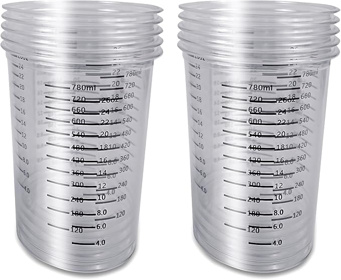 Resin Mixing Cups 10 Count 32oz Precision Measuring Set with Dual Scales & Protective Gloves Heavy Duty & Crystal Clear Disposable Cups for Epoxy, Paints, Pigments & More