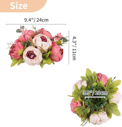 NUPTIO Flower Balls Flowers for Centerpieces: 10 Pcs 9.4 inch Diam Dark Pink Artificial Peony Fake Flower Ball Arrangement Bouquet Wedding Centerpieces for Tables Wedding Centerpiece Decorations