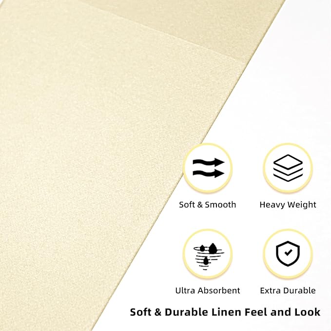 KAMMAK Dinner Napkins Disposable Beige Cloth like Paper Napkins with Pocket 100 Pack Folded Napkins Guest Hand Towel for Party Decoration, Wedding Reception, Bathroom and Kitchen (16.5 x 16.5 inch)