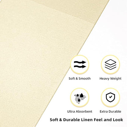 KAMMAK Dinner Napkins Disposable Beige Cloth like Paper Napkins with Pocket 100 Pack Folded Napkins Guest Hand Towel for Party Decoration, Wedding Reception, Bathroom and Kitchen (16.5 x 16.5 inch)