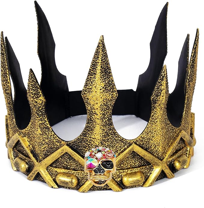DothRayan Royal King Crown for Cosplay Prop Holiday Party, Halloween Costume Prom Party, Adjustable Royal Crown Prince Tiara