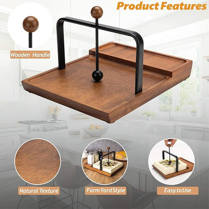 Black Wooden Napkin Holder, Multifunctional Farmhouse Napkin Holder for Table, Kitchen, Outdoor Use, Includes Space for Salt and Pepper Shakers (Seasoning Jar Not Included)