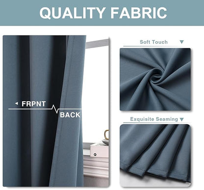 ChrisDowa Grommet Blackout Curtains for Bedroom - Thermal Insulated Room Darkening Curtains for Living Room (1 Panel Set, Stone Blue, 52W x 54L)