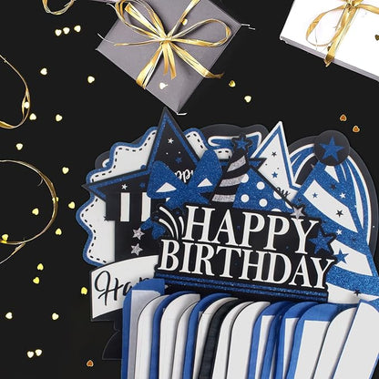 Happy 85th Birthday Decorations,85th Bday Blue Glitter Shiny Stand Honeycomb Table Centerpieces - Cheers to 85 Years Old Birthday Party Photoprop Gift Sign.