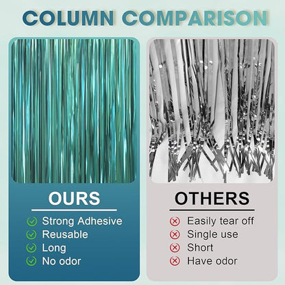 3 Pack 3.3 x 6.6 ft Dark Green Foil Fringe Backdrop Curtains, Tinsel Streamers Party Decorations, Fringe Backdrop for Birthday, Baby Shower, Gender Reveal, Graduation