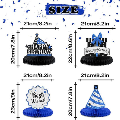 Happy 30th Birthday Decorations,30th Bday Blue Glitter Shiny Stand Honeycomb Table Centerpieces - Cheers to Thirty Years Old Birthday Party Photoprop Gift Sign.