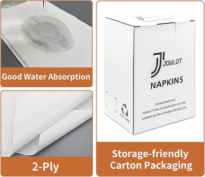 Disposable Paper Napkins, 2-Ply 150 Count Dinner Napkins, White Napkins Bulk for Wedding Party Bathroom and Everyday Use (16.2" X 15")