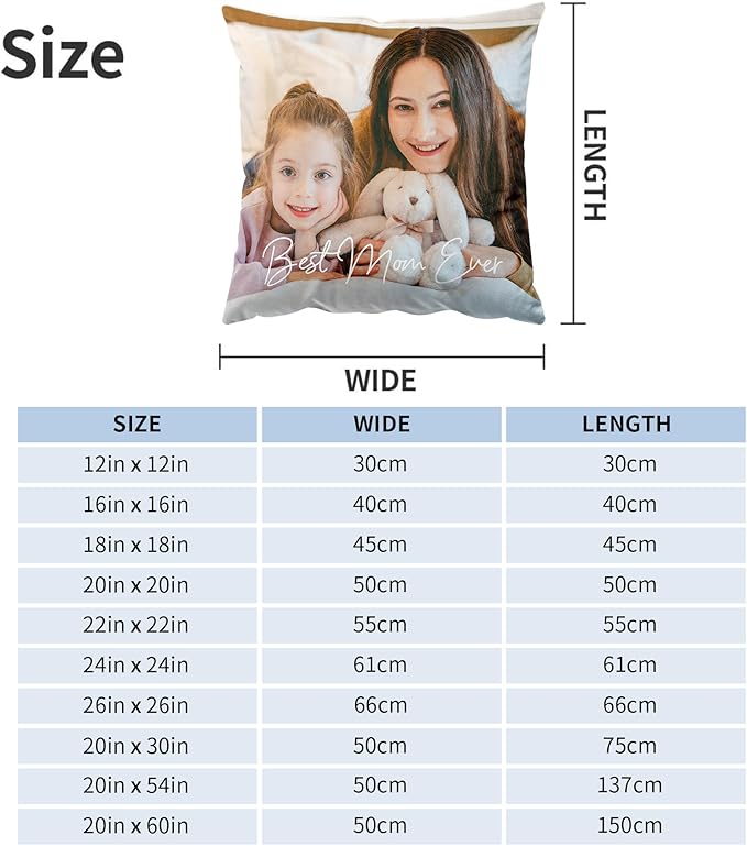 Easycosy Custom Pillow with Picture & Text, Two-Sides Velvet Customized Photo Pillowcase, 18"x18" Personalized Pillow Cover with Photo, Custom Gifts for Mother's Day (Optional Pillow Insert)
