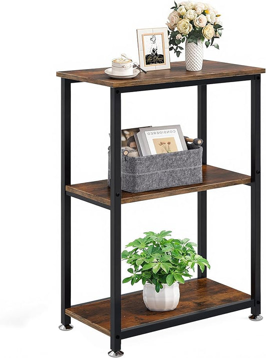 VECELO Tall End Side Table,30" Height Nightstand with 3-Tier Storage Shelf for Living Room Bedroom Office Hallway Study
