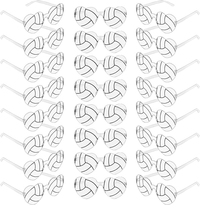 Pibupibu 12/24 Pack Volleyball Softball Football Soccer Gifts for Team Coach Heart Sunglasses Bulk Sports Party Favor Glasses