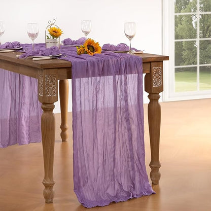 Lavender Purple Cheesecloth Table Runner 10 Pack Christmas Table Runners Boho Gauze 120 Inches Cheese Cloth Table Decor for Xmas Holiday Season Parties Wedding Bridal Baby Shower Birthday