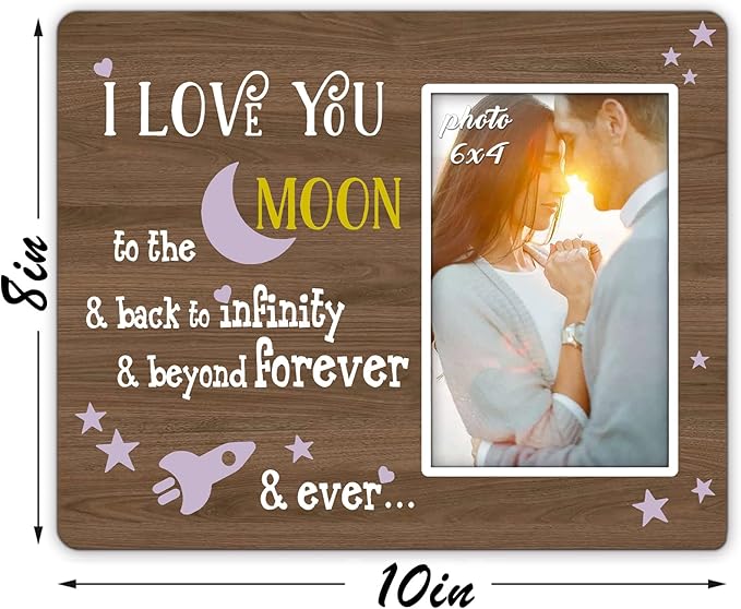 KU-DaYi Inspirational Couples in Love Gifts For Valentine's Day Engagement Wedding,Couples Wall & Tabletop Photo Frame 4″×6″,I Love You To The Moon & Back To Infinity & Beyond Forever & Ever - F113
