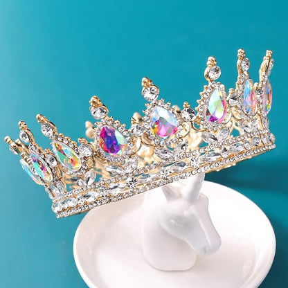 FORSEVEN Queen Crown Rhinestone Wedding Crowns and Tiaras for Women Costume Party Hair Accessories Princess Birthday Crown Crystal Bridal Crown Christmas Decorations Headband