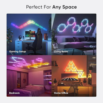 Nanoleaf Lines Smart LED Wall Lights, Music & Screen Sync RGBW Light Bar with 16M+ Color, WiFi Wall Lights Work with Alexa & Google Assistant for Gaming and Home Decor, 60 Degree Smarter Kit 12 Lines