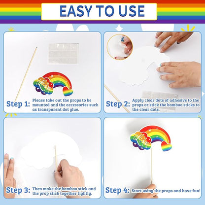 Pride Accessories, Kaluofan 28 PCS LGBTQ Party Photo Booth Props, Rainbow Heart Gay Pride Day and Month Decorations LGBTQ Parade Wedding Celebration Rainbow Friends Party Favor Supplies