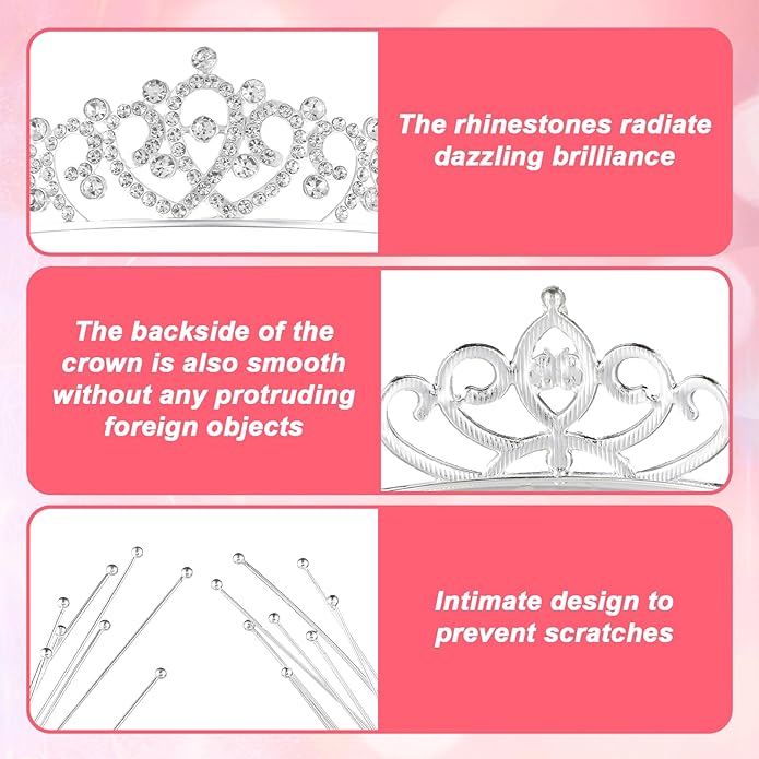 12 Pcs Tiaras for Women, Glitter Sparkly Rhinestone Crowns for Women Silver Metal Princess Crown Tiaras Bulk Suitable Birthday, Wedding, Dance, Pageant, Halloween, Christmas (12 Styles)