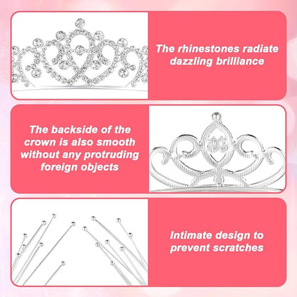 12 Pcs Tiaras for Women, Glitter Sparkly Rhinestone Crowns for Women Silver Metal Princess Crown Tiaras Bulk Suitable Birthday, Wedding, Dance, Pageant, Halloween, Christmas (12 Styles)