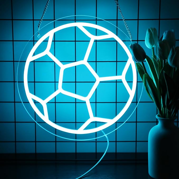 Soccer Neon Sign for Home Décor,Bedroom Decor,Led Sign,Room Sign,Gym Decor,Sports Neon Sign,Men Women Wall Décor Gift Size 12