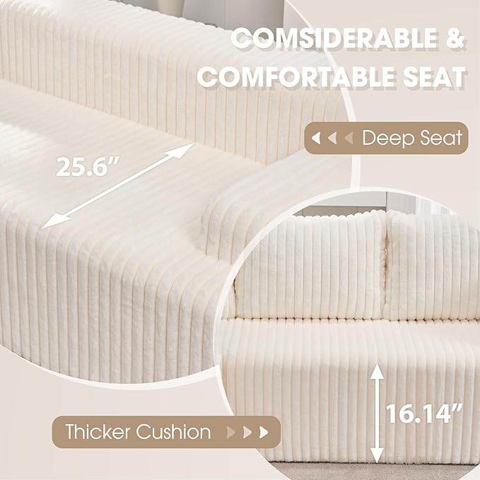 Hobestluk Modular Sectional Sofa Couches L-Shape Couch 3 Seat Modular Sofa Memory Foam Sectional Couches for Living Room, Cloud Couch with Oversized Chaise (96" Right Facing Chaise)